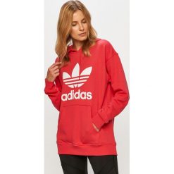 Adidas Originals - Bluza. Czerwone bluzy damskie adidas Originals, z nadrukiem, z elastanu, bez rękawów, z kapturem. Za 249,90 zł.