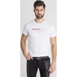T-SHIRT VERSACE JEANS. Białe t-shirty męskie Versace Jeans, s, z nadrukiem, z bawełny, z okrągłym kołnierzem. Za 314,30 zł.