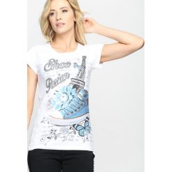 Biały T-shirt Won't Go. Białe t-shirty damskie marki Born2be, xl. Za 14,99 zł.