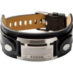 Fossil - Bransoletka skórzana. Czarne bransoletki męskie Fossil, ze stali. Za 259,90 zł.