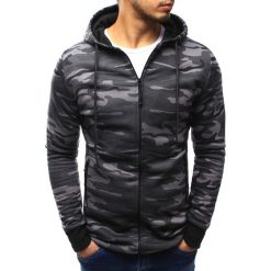 Bluzy męskie: Bluza męska rozpinana z kapturem camo szare (bx3197)