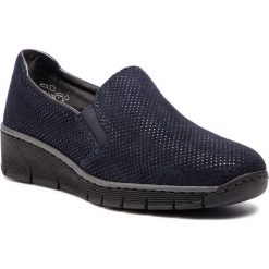 Półbuty RIEKER - 53766-18 Blau. Niebieskie półbuty damskie Rieker, ze skóry. Za 229,00 zł.