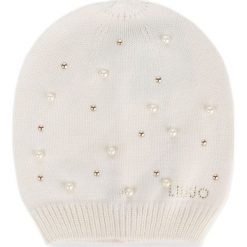 Czapka LIU JO - Beanie Maglia Perle 269005 M0300 Gesso 10606. Białe czapki damskie Liu Jo, bez wzorów, z wiskozy. Za 199,00 zł.