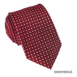 JEDWAB 100% Krawat Męski Jedwabny BORDOWY. Czerwone krawaty męskie Pakamera, na ślub cywilny, bez wzorów, z jedwabiu. Za 129,00 zł.