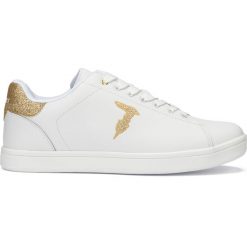 Trussardi Jeans Tenisówki Biały. Białe trampki i tenisówki damskie Trussardi Jeans, z aplikacjami, z jeansu, bez zapięcia. Za 602,95 zł.