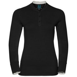 Odlo Koszulka damska Stand-up collar l/s NATURAL 100% MERINO czarna r. S (110401). Czarne topy sportowe damskie marki Odlo, l. Za 244,31 zł.