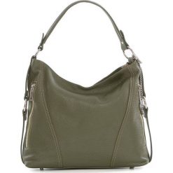Torebki klasyczne damskie: Skórzana torebka w kolorze oliwkowym – 35 x 29 x 12 cm