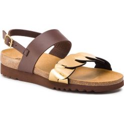 Sandały SCHOLL - Jada Sandal F2743 1336 390 Brown/Gold. Żółte klapki damskie Scholl, bez wzorów, ze skóry ekologicznej, bez obcasa. W wyprzedaży za 209,00 zł.
