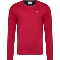 T-shirt AERONAUTICA MILITARE. Czerwone t-shirty męskie Aeronautica Militare, moro, z bawełny, militarne, z okrągłym kołnierzem, długie. Za 260,00 zł.