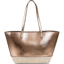 Torba shopper bonprix złoty kolor. Żółte torby damskie na zakupy bonprix, bez wzorów, ze skóry, bez dodatków. Za 59,99 zł.