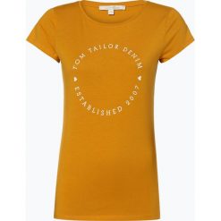 Tom Tailor Denim - T-shirt damski, żółty. Żółte t-shirty damskie TOM TAILOR DENIM, s, z nadrukiem, z bawełny, z okrągłym kołnierzem. Za 49,95 zł.