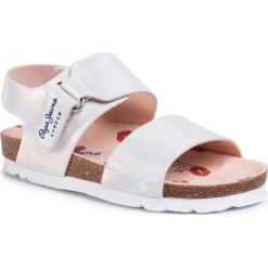 Sandały PEPE JEANS - Bio Iris Kids PGS90153 Silver 934. Szare sandały dziewczęce Pepe Jeans, z jeansu, bez zapięcia. Za 199,00 zł.