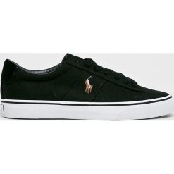 Polo Ralph Lauren - Tenisówki. Czarne trampki męskie Polo Ralph Lauren, bez wzorów, ze skóry, na sznurówki. W wyprzedaży za 299,90 zł.