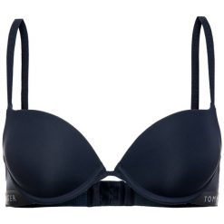 Biustonosz push-up TOMMY HILFIGER UW0UW00045. Czarne biustonosze TOMMY HILFIGER, bez wzorów, z elastanu. W wyprzedaży za 159,00 zł.