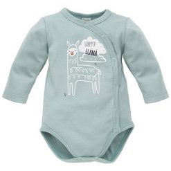 Pinokio Kopertowe Body Dziecięce Happy Llama 74 Zielone. Zielone body niemowlęce Pinokio, bez wzorów, z bawełny, z długim rękawem. Za 39,00 zł.