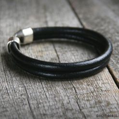 Bransoletki męskie: męska bransoletka : SKÓRA : double black