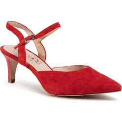 Sandały CAPRICE - 9-29603-24 Red Suede 524. Czerwone klapki damskie Caprice, bez wzorów, ze skóry, bez obcasa, na obcasie. W wyprzedaży za 179,00 zł.