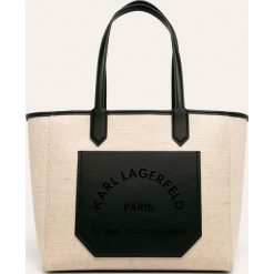 Karl Lagerfeld - Torebka skórzana. Torby damskie na zakupy KARL LAGERFELD, w paski, ze skóry, na ramię, duże, bez dodatków. W wyprzedaży za 999,90 zł.