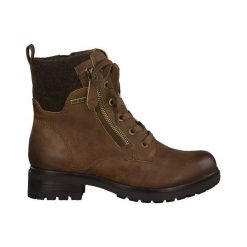 Tamaris Buty kolor koniaku female brązowy 36. Pomarańczowe botki damskie Tamaris, ze skóry, eleganckie, bez obcasa, na sznurówki. Za 279,00 zł.