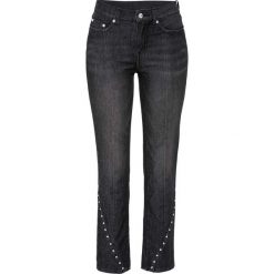 Dżinsy z ćwiekami bonprix czarny denim "used". Czarne jeansy damskie bonprix. Za 149,99 zł.