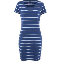 Sukienka shirtowa ze stretchem, krótki rękaw bonprix kobaltowo-biały w paski. Niebieskie sukienki damskie bonprix, w paski, bez kołnierzyka, z krótkim rękawem, krótkie, mini. Za 34,99 zł.