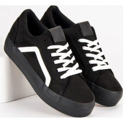 CZARNE ZAMSZOWE TRAMPKI. Czarne buty sportowe damskie SPORT, z zamszu. Za 89,90 zł.