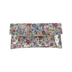 Kopertówki damskie: Skórzana kopertówka w kolorze srebrnym – (S)30 x (W)16 x (G)5 cm