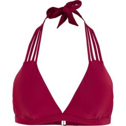 Biustonosz bikini z trójkątnymi miseczkami bonprix bordowy. Czerwone stroje kąpielowe damskie marki bonprix, z haftami. Za 44,99 zł.