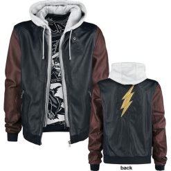 Justice League The Flash - Cosplay Kurtka skórzana wielokolorowy. Żółte kurtki męskie marki Justice League, l, z nadrukiem, ze skóry, z kapturem. Za 599,90 zł.