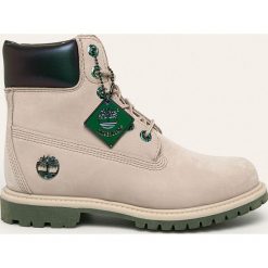 Timberland - Workery skórzane Premium. Szare workery damskie Timberland, ze skóry, na sznurówki. W wyprzedaży za 699,90 zł.