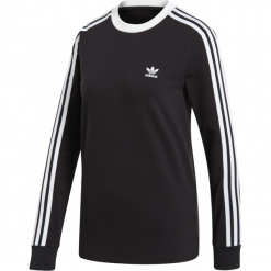 Koszulka adidas Originals 3 Stripes DV2608. Żółte bluzki sportowe damskie Adidas, w paski, z elastanu, z kontrastowym kołnierzykiem, z długim rękawem, długie, bez kaptura. Za 139,99 zł.