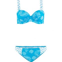 Bikini na fiszbinach (2 części) bonprix turkusowo-biały. Niebieskie stroje kąpielowe damskie marki bonprix, bez wzorów. Za 99,99 zł.