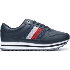 Tommy Hilfiger Tenisówki Niebieski. Niebieskie trampki i tenisówki damskie TOMMY HILFIGER, z aplikacjami, ze skóry, bez zapięcia. Za 426,95 zł.