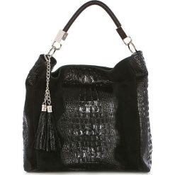 Shopper bag damskie: Skórzana torebka w kolorze czarnym – 40 x 36 x 16 cm