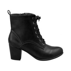 Cellbes Buty czarny female czarny 39. Czarne botki damskie Cellbes, ze skóry, bez obcasa, na obcasie, na sznurówki. Za 229,00 zł.