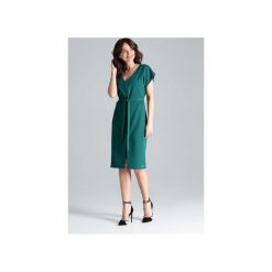 Sukienka L032 Zielony. Zielone sukienki damskie Lenitif, s, w paski, bez kołnierzyka, bez rękawów. Za 189,00 zł.