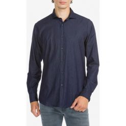 Trussardi Jeans Koszula Niebieski. Niebieskie koszule męskie Trussardi Jeans, bez wzorów, z bawełny, bez kołnierzyka, z długim rękawem. Za 610,95 zł.