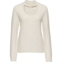Swetry klasyczne damskie: Sweter ze stójką bonprix beżowy