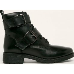 Answear - Workery skórzane. Czarne workery damskie ANSWEAR, ze skóry, bez obcasa, na obcasie, na sznurówki. W wyprzedaży za 189,90 zł.