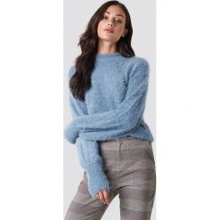 Rut&Circle Sweter z bufiastym rękawem Ferdone - Blue. Niebieskie swetry klasyczne damskie Rut&Circle, z dzianiny, z okrągłym kołnierzem. Za 161,95 zł.