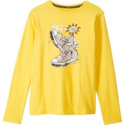 T-shirty chłopięce: Shirt z długim rękawem bonprix limonka z nadrukiem