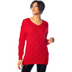 Sweter "Zelie" w kolorze czerwonym. Czerwone swetry damskie Saint Germain Paris, m, bez wzorów, ze splotem, bez rękawów, bez kaptura. W wyprzedaży za 139,95 zł.