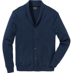 Bluza bejsbolówka dresowa ze strukturalnego materiału Regular Fit bonprix ciemnoniebieski. Niebieskie bluzy męskie bonprix, s, bez wzorów, z dresówki, bez kaptura. Za 59,99 zł.