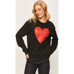 Love Moschino - Bluza. Czarne bluzy damskie Love Moschino, z nadrukiem, z elastanu, bez rękawów, bez kaptura. Za 669,90 zł.