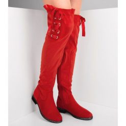 Kozaki damskie Foreverfolie H308 Czerwone. Czerwone kozaki damskie Foreverfolie, z tworzywa sztucznego, eleganckie, bez obcasa, na obcasie, bez zapięcia. Za 139,00 zł.