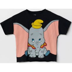 Bawełniany t-shirt Dumbo - Czarny. Czarne t-shirty damskie Reserved, bez wzorów, z bawełny, bez kołnierzyka. W wyprzedaży za 29,99 zł.