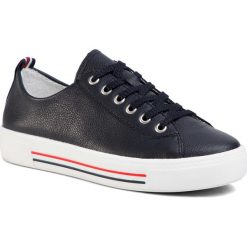 Sneakersy REMONTE - D0900-15 Blau. Niebieskie półbuty damskie Remonte, bez wzorów, ze skóry, bez obcasa, bez zapięcia. W wyprzedaży za 239,00 zł.