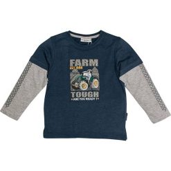 Koszulka "Tractor" w kolorze granatowym. Niebieskie t-shirty chłopięce Salt and Pepper, z nadrukiem, z bawełny, z długim rękawem. W wyprzedaży za 35,95 zł.