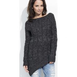 Czarny Melanżowy Sweter z Ozdobnymi Warkoczami. Czarne swetry damskie marki Molly.pl, uniwersalny, bez wzorów, z dzianiny, bez rękawów, bez kaptura. Za 107,90 zł.