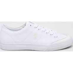 Polo Ralph Lauren - Tenisówki. Białe trampki męskie Polo Ralph Lauren, bez wzorów, ze skóry, na sznurówki. W wyprzedaży za 199,90 zł.